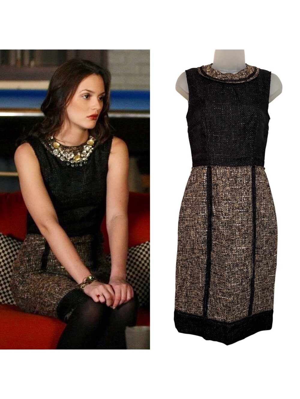 ASO Blair Waldorf Gossip Girl D&G Dolce Gabbana Luxury Tweed Fall Dress Size 4